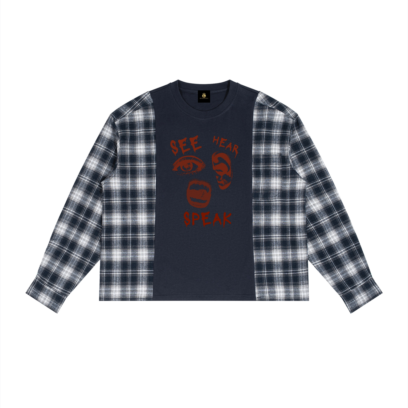 Kickstocksla Plaid Panel Long Sleeve