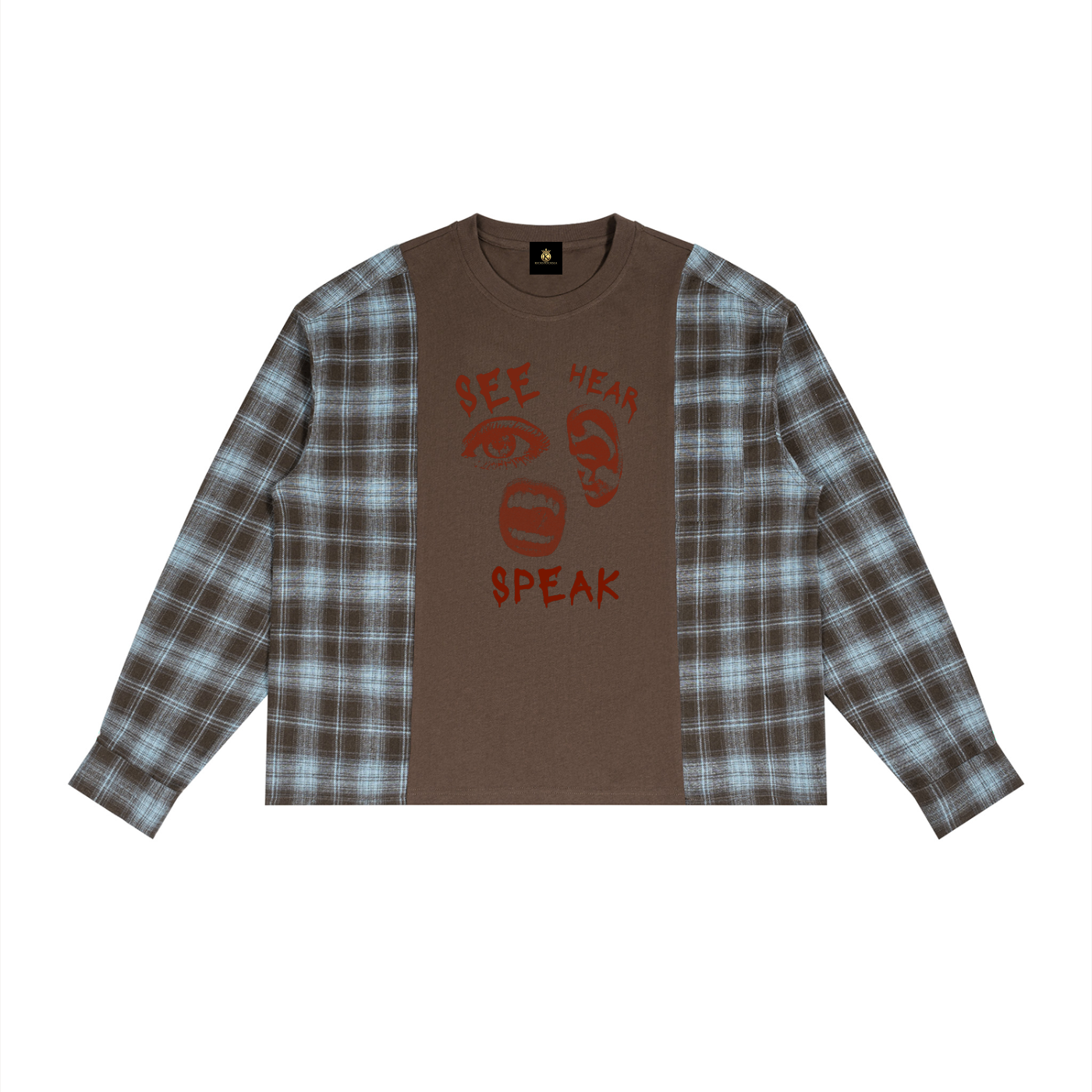 Kickstocksla Plaid Panel Long Sleeve