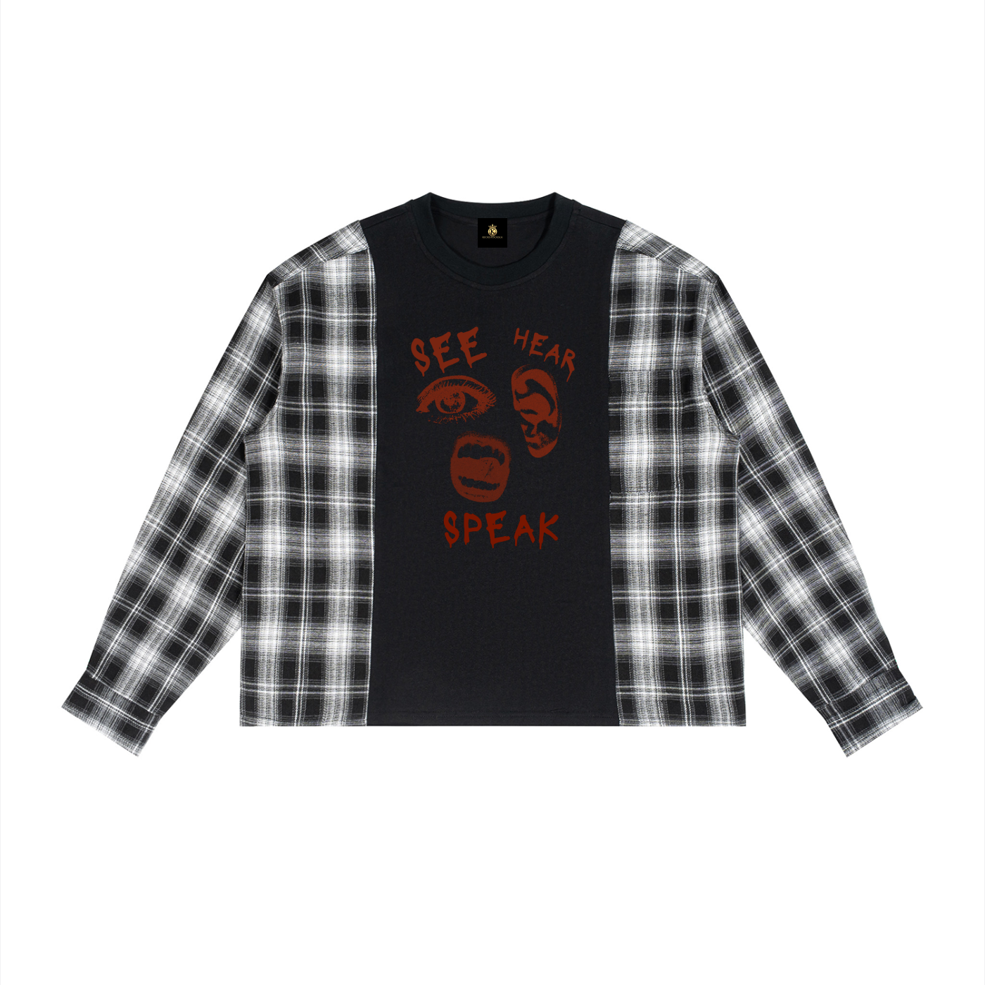Kickstocksla Plaid Panel Long Sleeve